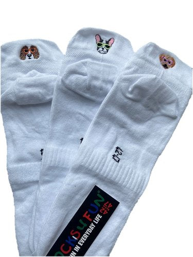 Unisex Sneakers Socken "Fersen-Stick-Hund", 3er Pack