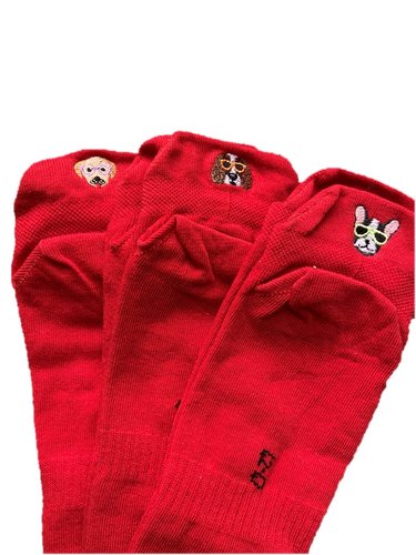 Unisex Sneakers Socken "Fersen-Stick-Hund", 3er Pack