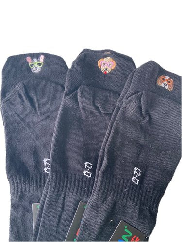 Unisex Sneakers Socken "Fersen-Stick-Hund", 3er Pack