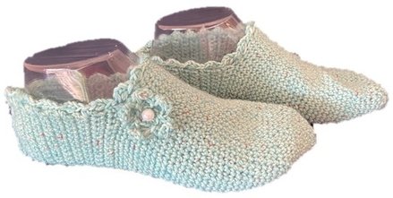 Hausschuhe, Puschen, Sofaschuhe, Bettschuhe, Handarbeit, Gr. 39/40