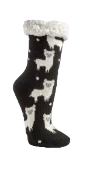Hüttensocken Extra-Flauschig mit ABS, Lama, ONE SIZE Damen