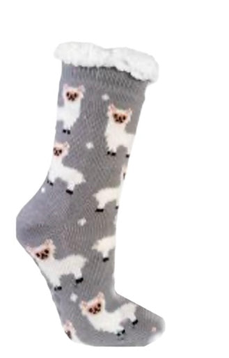Hüttensocken Extra-Flauschig mit ABS, Lama, ONE SIZE Damen
