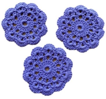 3er Set Untersetzer, Glasuntersetzer, gehäkelt, HANDARBEIT