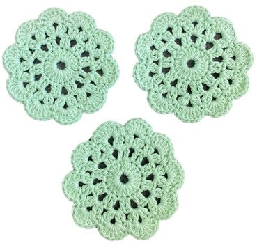 3er Set Untersetzer, Glasuntersetzer, gehäkelt, HANDARBEIT
