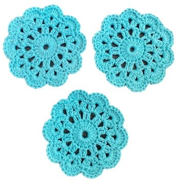 3er Set Untersetzer, Glasuntersetzer, gehäkelt, HANDARBEIT