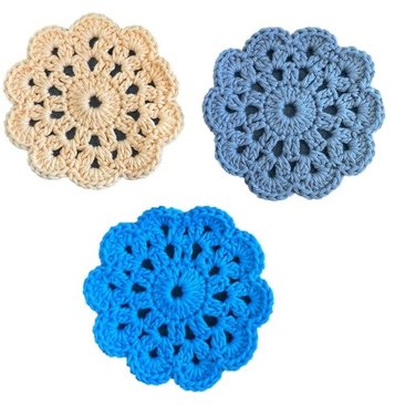3er Set Untersetzer, Glasuntersetzer, gehäkelt, HANDARBEIT