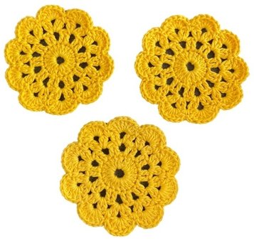3er Set Untersetzer, Glasuntersetzer, gehäkelt, HANDARBEIT