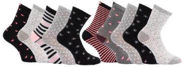 Damensöcken mit Muster, 5er Pack