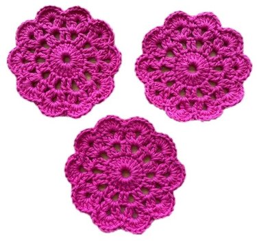 3er Set Untersetzer, Glasuntersetzer, gehäkelt, HANDARBEIT