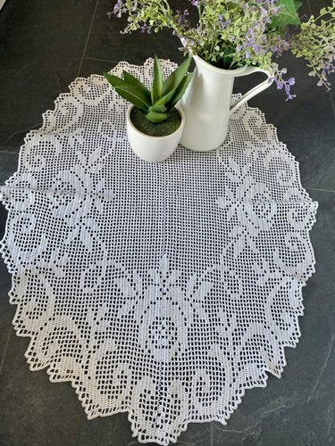 Mitteldecke, gehäkelt, HANDARBEIT, Weiß