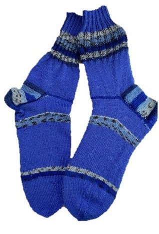 Handgestrickte Socken, Gr. 48/49, Blau