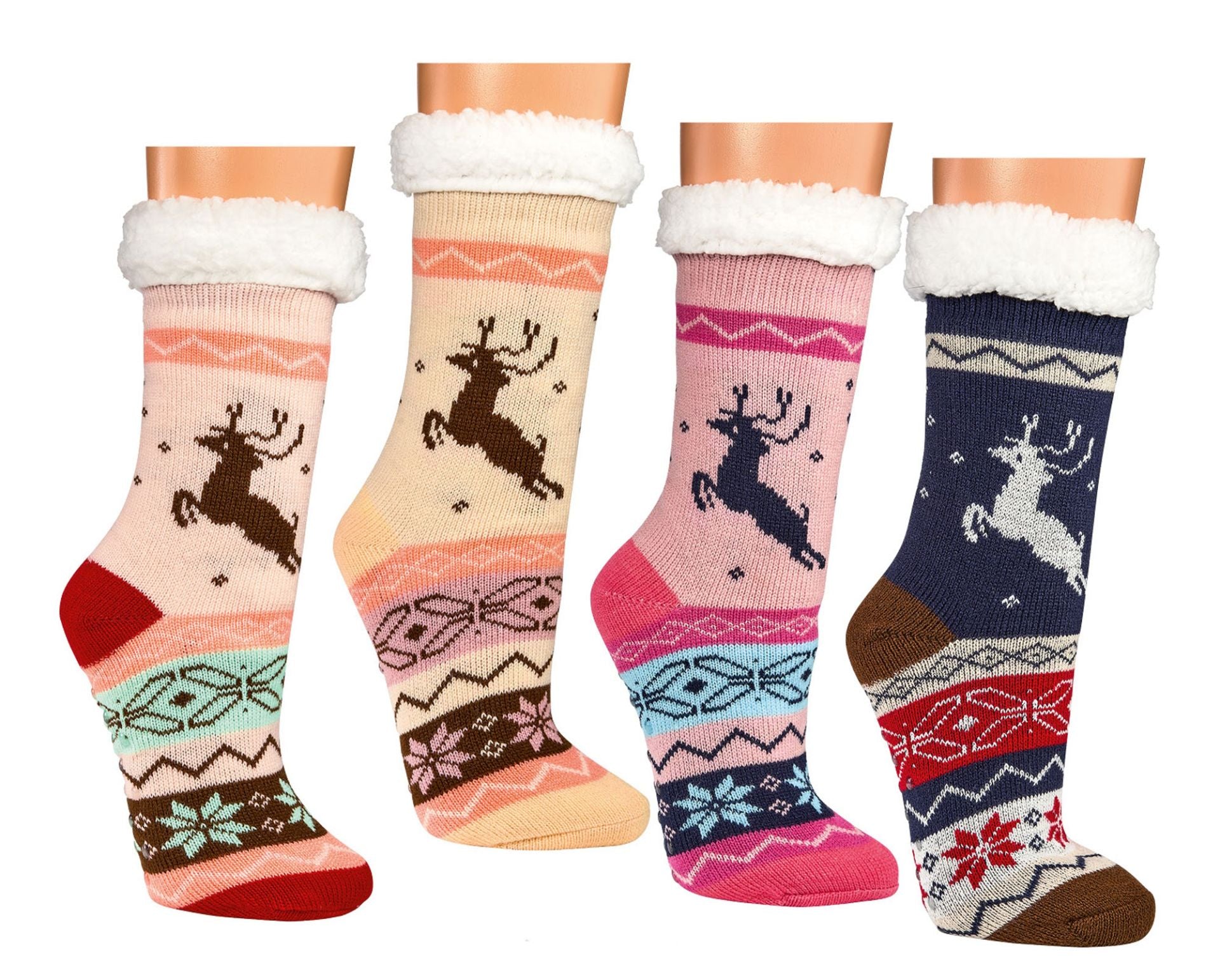 Hüttensocken Extra-Flauschig mit ABS, Rentier, ONE SIZE Damen