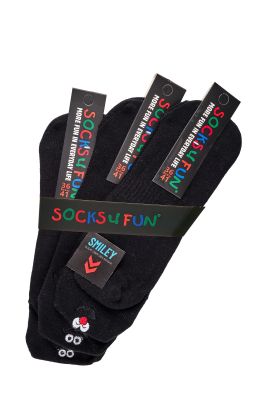 3er Pack, Unisex Sneakers Socken "Fersen-Stick-Smiley"